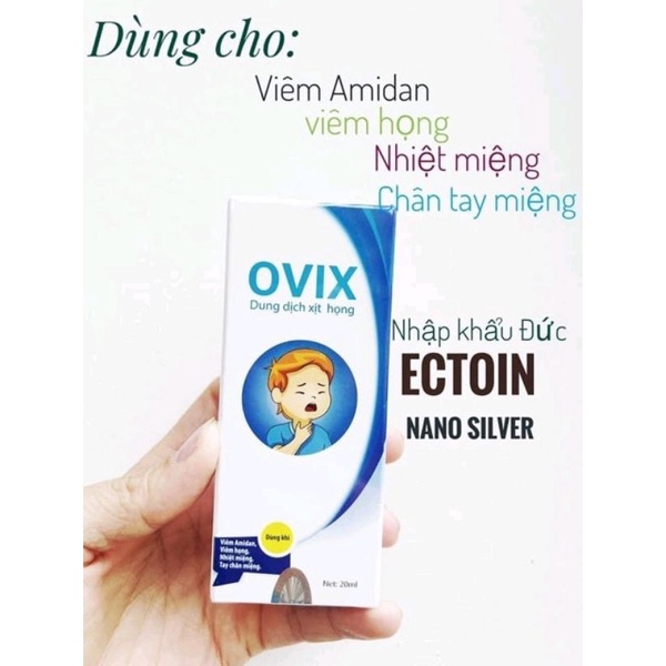 Xịt họng Ovix Ectoin 20 ml ngăn ngừa viêm họng, viêm amydal, viêm VA