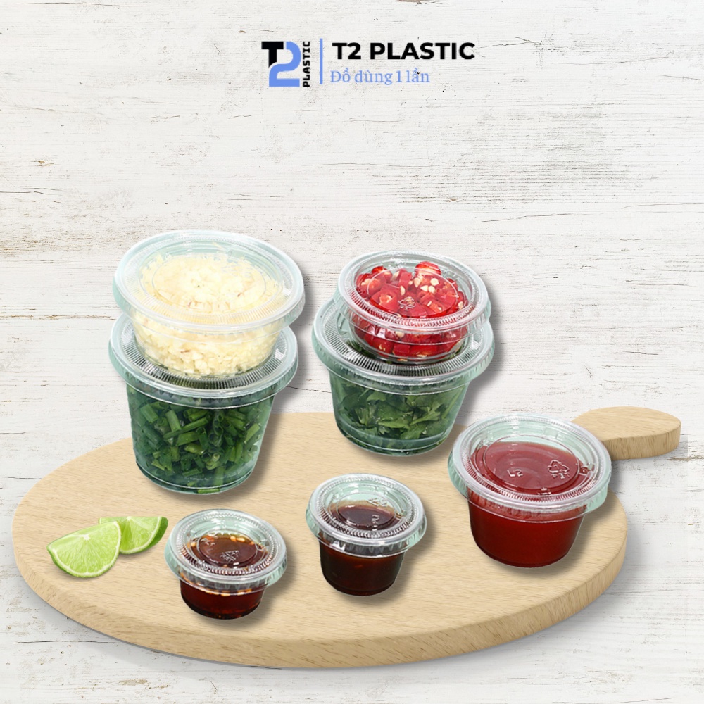 Lốc 100 Hôp Đựng Sốt, Hũ Đựng Sốt Chấm Cao Cấp Bằng Nhựa Dùng 1 Lần 60ml - T2Plastic