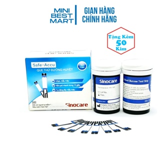 Que Thử Đường Huyết Hộp 50 Que Safe Accu Tặng Kèm 50 Kim Chính Hãng Sinocare