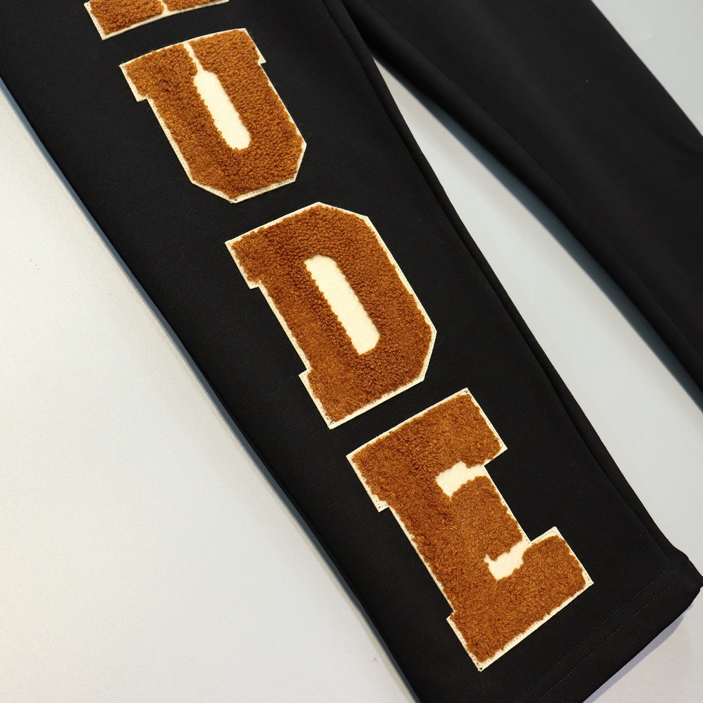 RHUDE Autumn and Winter New Men's Fashion Loose Logo Zhang Zai Sticker Decoration Black Casual Straight Pants