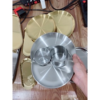 Hộp Đựng Bông Cồn  SPA , Khay Inox Chén Bát Mạ Vàng Spa Đĩa Vàng