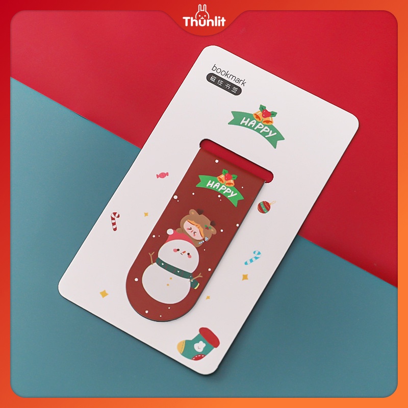 Phụ kiện đánh dấu trang từ tính THUNLIT hình gấu tuyết Giáng sinh dễ thương cho văn phòng sinh viên