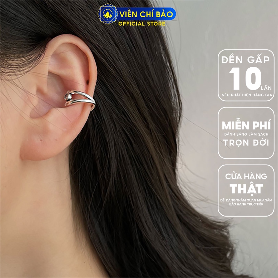 Bông tai bạc nữ  kẹp vành Queen (1 chiếc) chất liệu bạc 925 thời trang phụ kiện trang sức Viễn Chí Bảo B000340