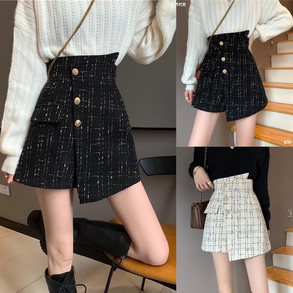 Chân váy chữ A chất dạ nhung kim tuyến phối 3 hàng cúc sang chảnh NHẬT LINH - CV420