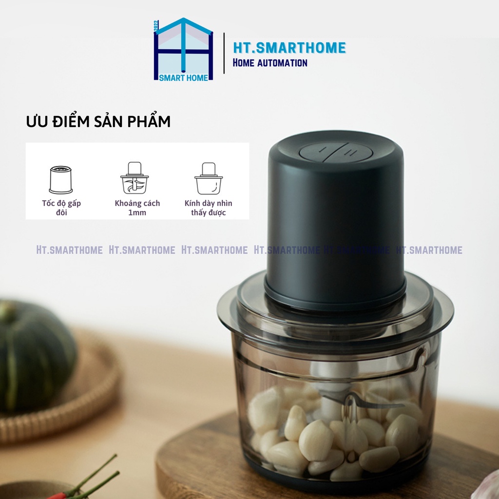 Máy xay thịt Olayks 1.2L điện gia dụng - Máy trộn tự động nhỏ đa chức năng xay rau củ băm nhuyễn tỏi