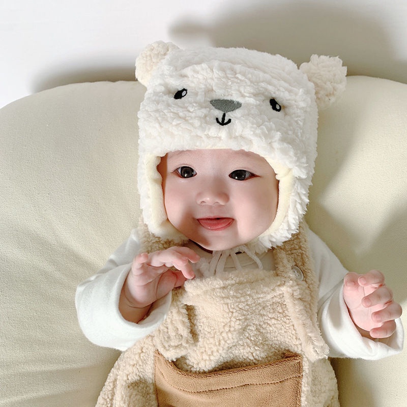 Mũ Trùm Đầu Vải Bông Siêu Dễ Thương Giữ Ấm Tai Thời Trang Thu Đông Cho Bé