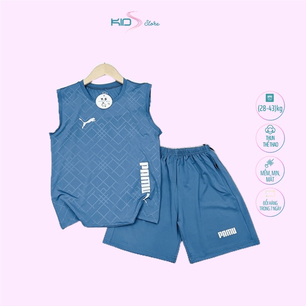 28- 43 kg] Bộ quần áo ba lỗ xuân hè thể thao dành cho bé trai, chất cotton cao cấp mịn đẹp, không xù, thoáng mát