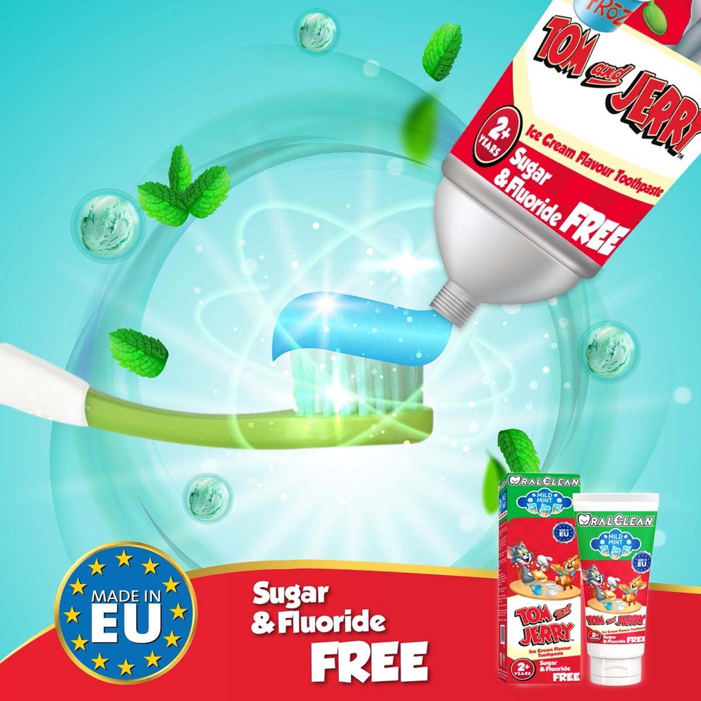 Bộ 3 Kem đánh răng cho bé Oral Clean Tom and Jerry Mild Mint 75ml