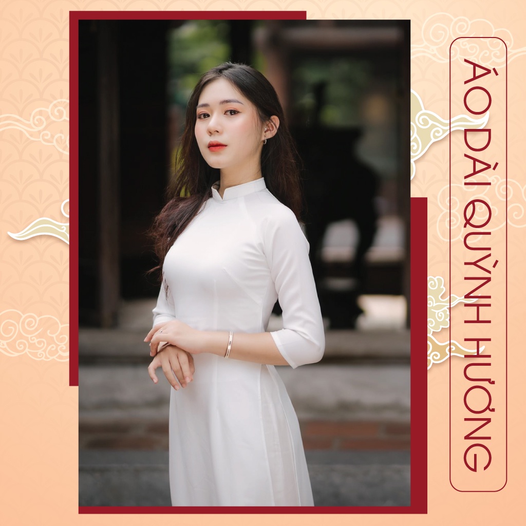 Áo dài màu trắng kỷ yếu 4 tà truyền thông chất liệu chifon cao cấp by Quỳnh Hương