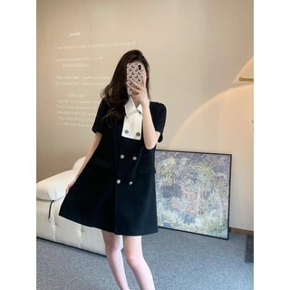 Váy suông A phối cổ đức khuy đá