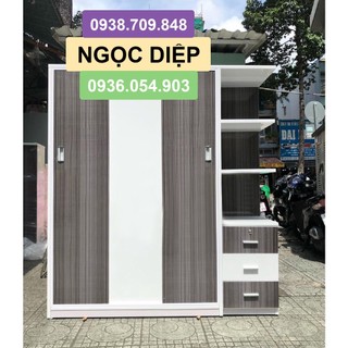 Hcm-bd- đn tủ nhựa đài loan cửa lùa ngọc diệp 3 cánh 3 ngăn kéo cao 1m8 - có giao hàng sau giờ hành chính