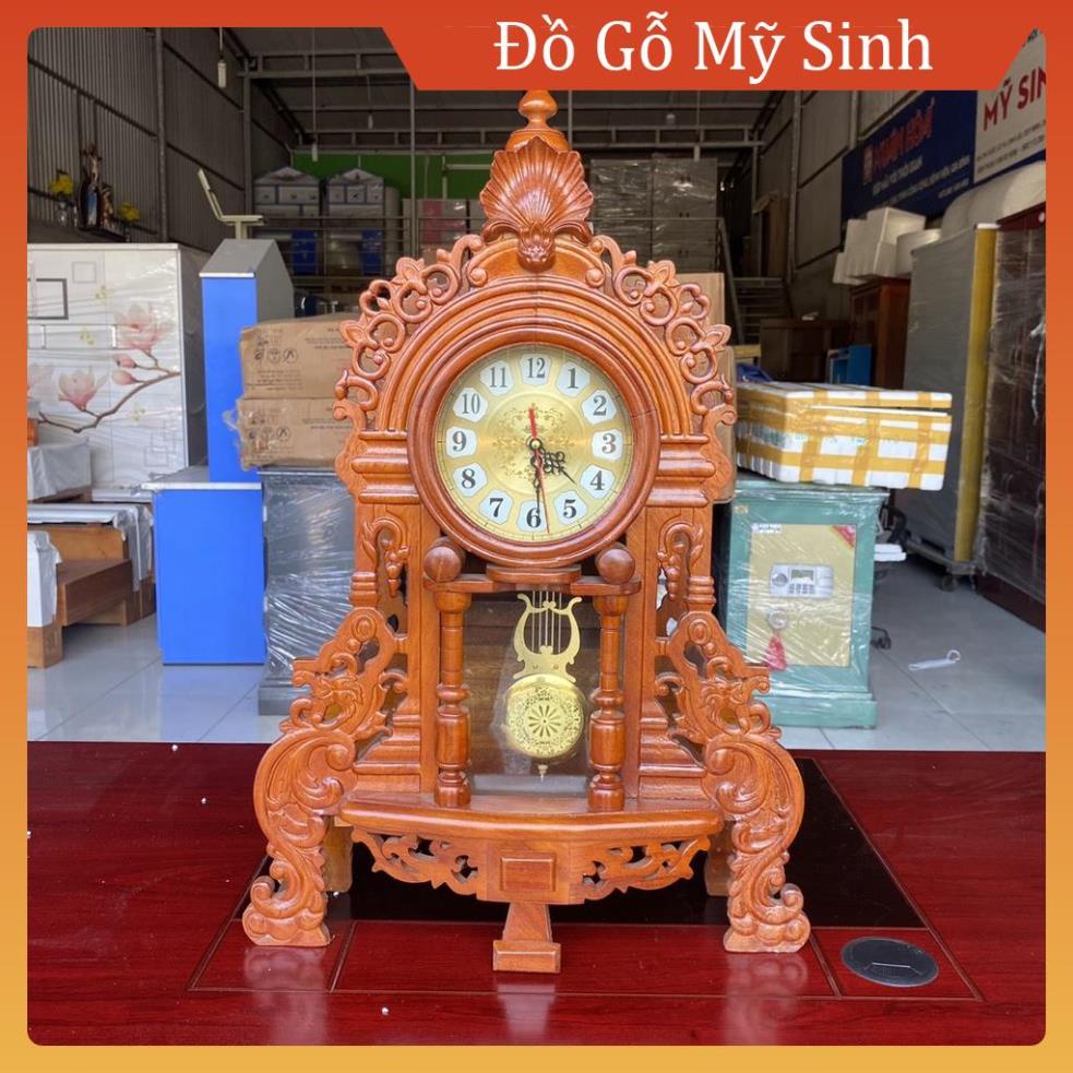Đồng Hồ Quả Lắc Để Bàn Gỗ Hương trang trí phòng khách ngủ gia đình văn phòng làm việc, Đồ gỗ Mỹ Sinh cao cấp