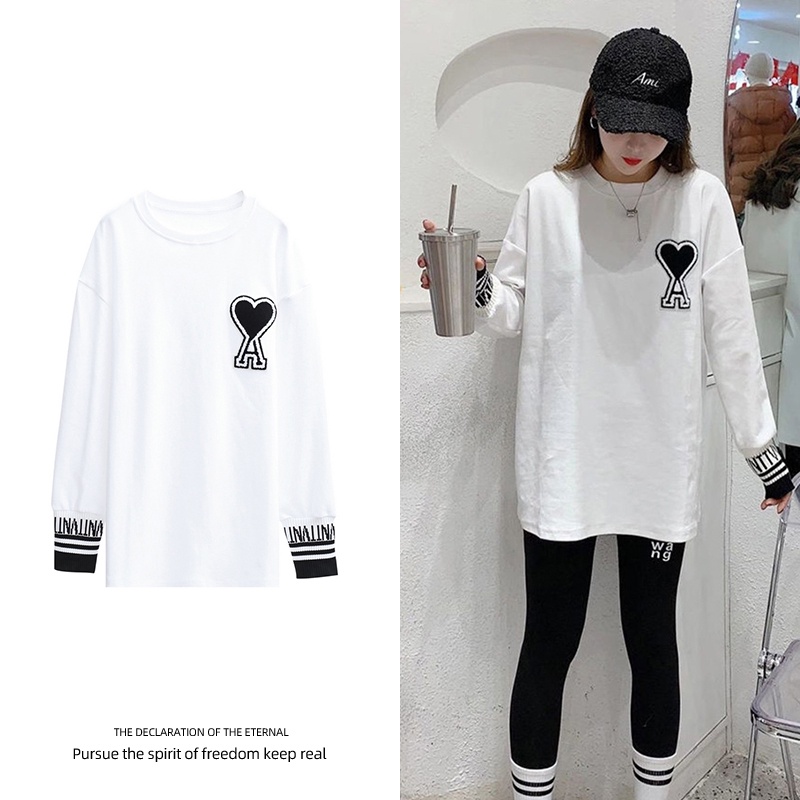 NRVP Áo Thun Nữ Dài Tay Dáng Rộng In Hình Phong Cách Hàn Quốc Kiểu Mới