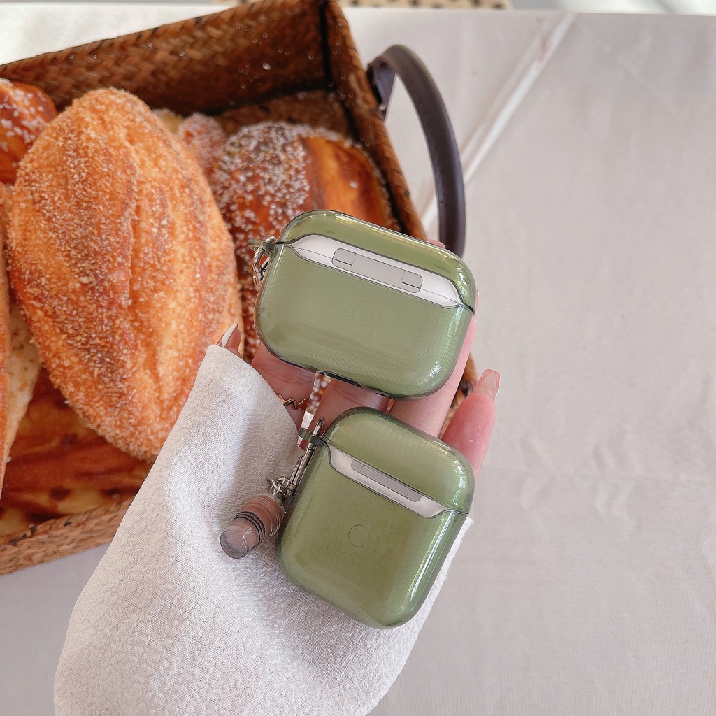 Vỏ Bảo Vệ Hộp Sạc Tai nghe không dây AirPods 1 2 3 Pro2 2022 Bằng tpu Mềm Trong Suốt Chống Sốc Màu Xanh Lá In Chữ Thời Trang