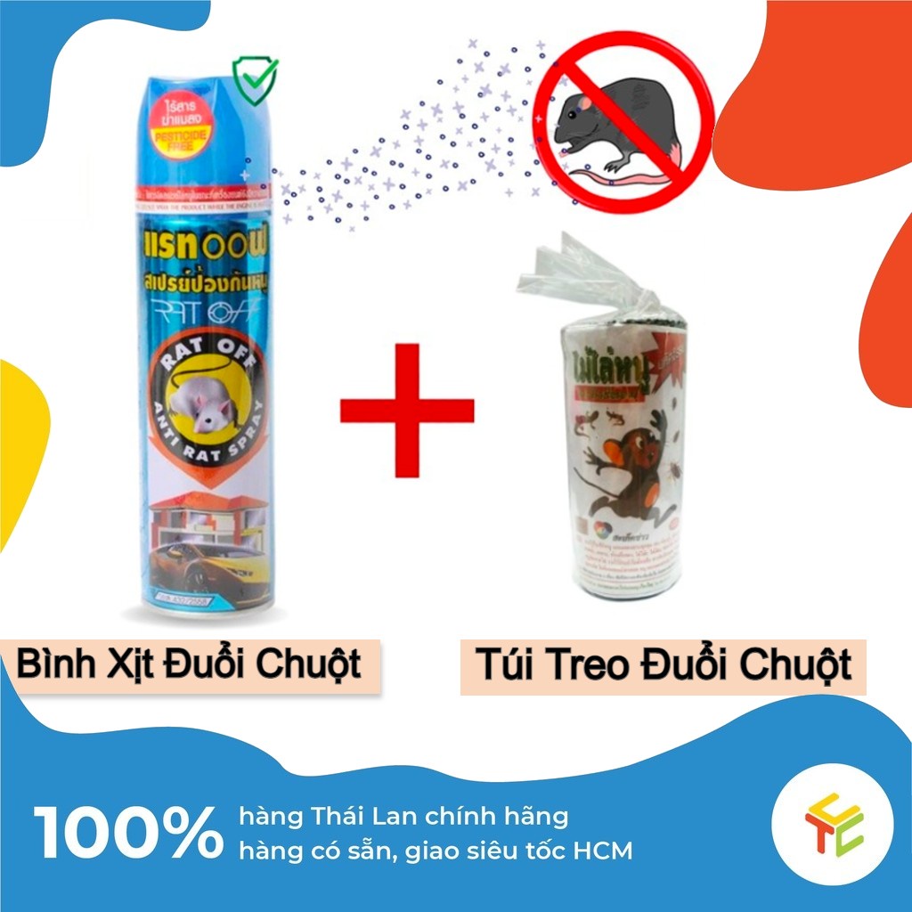 Combo Đuổi Chuột Hiệu Quả: Bình Xịt Chuột Rat OFF + Túi Đuổi Chuột Thái Lan