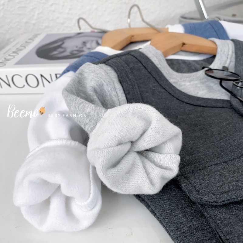 Áo gile nỉ bông phối dài tay beemo cho bé 9 đến 24kg