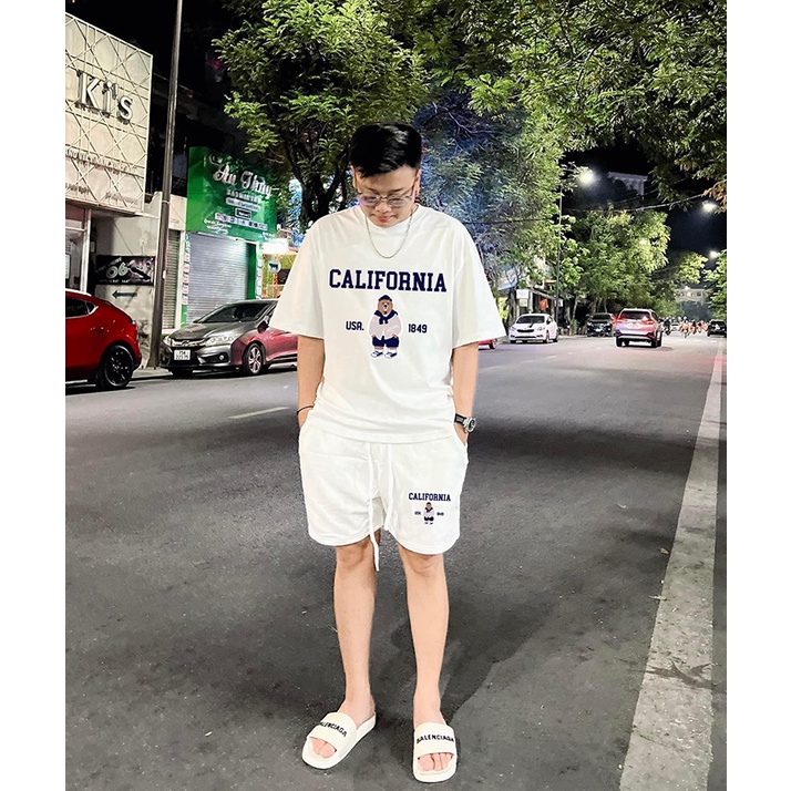 Bộ quần áo thun cao cấp form nam nữ mặc đẹp-mẫu California