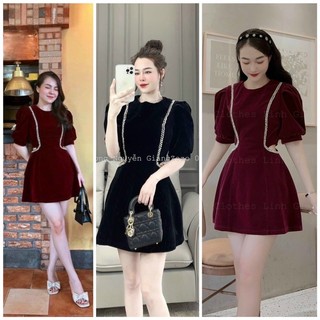 Đầm nhung Tết đính ngọc, khoét eo tôn dáng