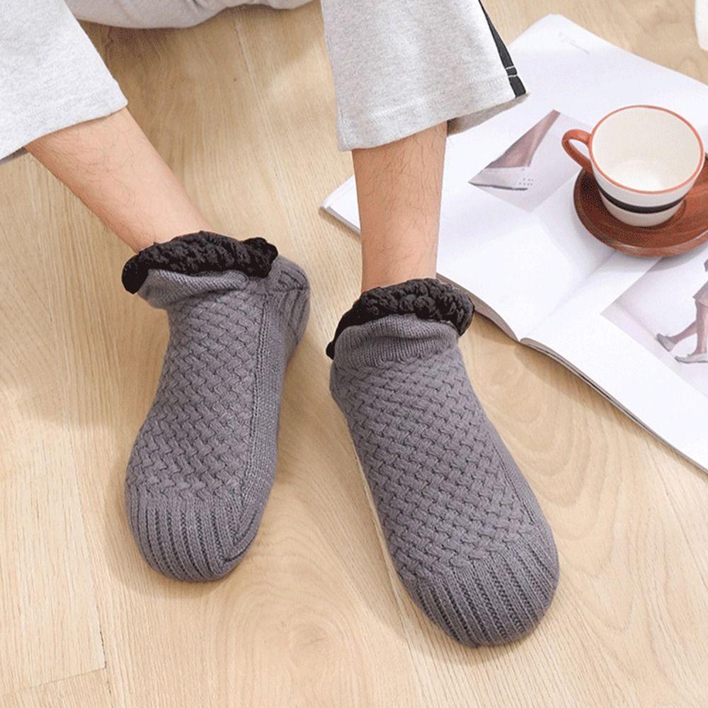 FALLFORBEAUTY Vớ Cotton Dày Chống Trượt Giữ Ấm Màu Sắc Đơn Giản Dành Cho Nam Và Nữ