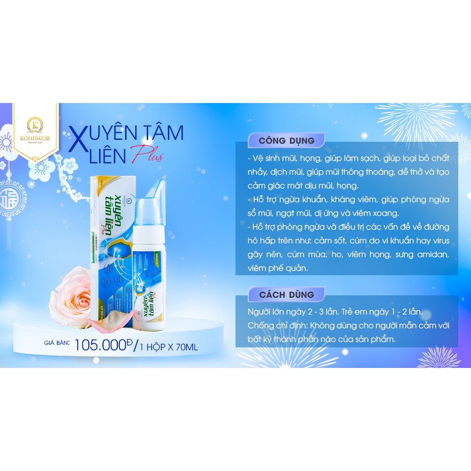 Xịt họng Xuyên Tâm Liên Plus Kohinoor ngăn ngừa cảm cúm, viêm họng 30ml