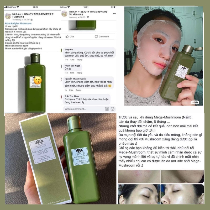 Toner cấp ẩm, phục hồi da từ nấm Origins mega Mushroom 200ml