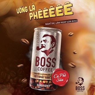 Thùng 24 lon cà phê sữa Boss Coffee Suntory 180ml