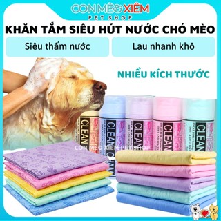 Khăn tắm cho chó mèo siêu thấm hút nước size lớn nhỏ 43cm, đồ dùng thú cưng Con Mèo Xiêm