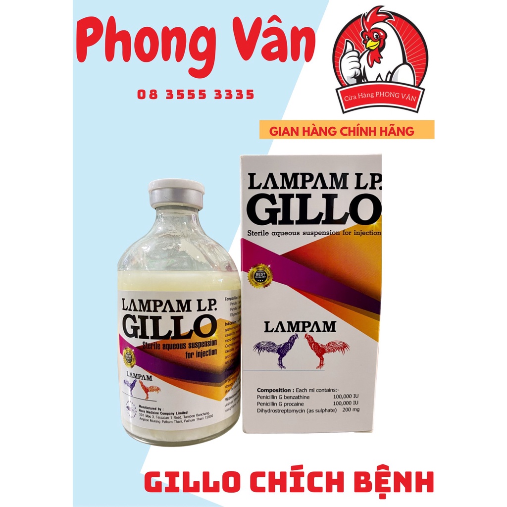 LAMPAM LP GILLO -- Chữa Các Bệnh Phổ Thông Cho Gà Đá ( chai 100ml )