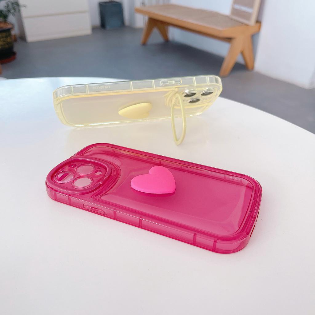 Ốp Điện Thoại Túi Khí Ẩn Hình Trái Tim 3D Có Giá Đỡ Cho IPhone 14promax 14 13promax 13 12 11