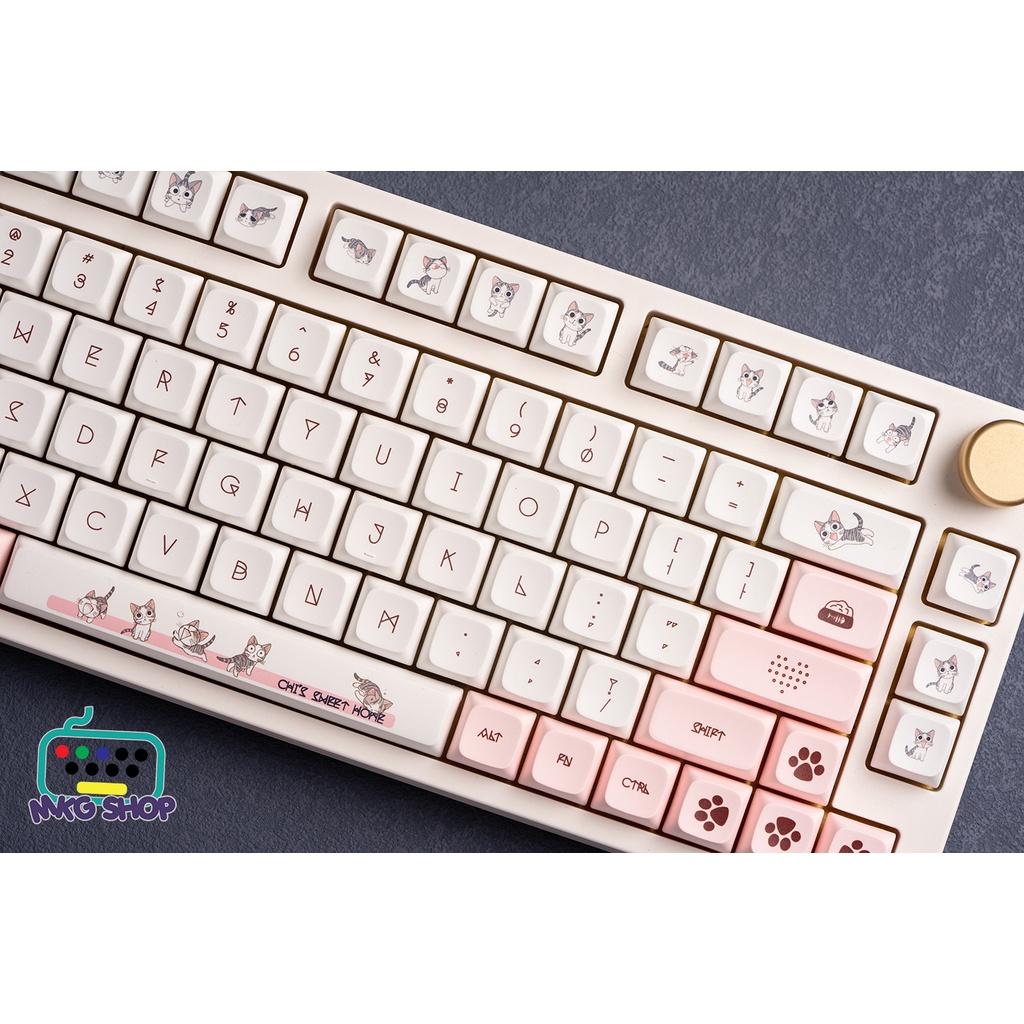 XDA Mèo Chi, nhựa PBT dày 1.5mm in nhiệt dyesub, 134 nút bàn phím cơ
