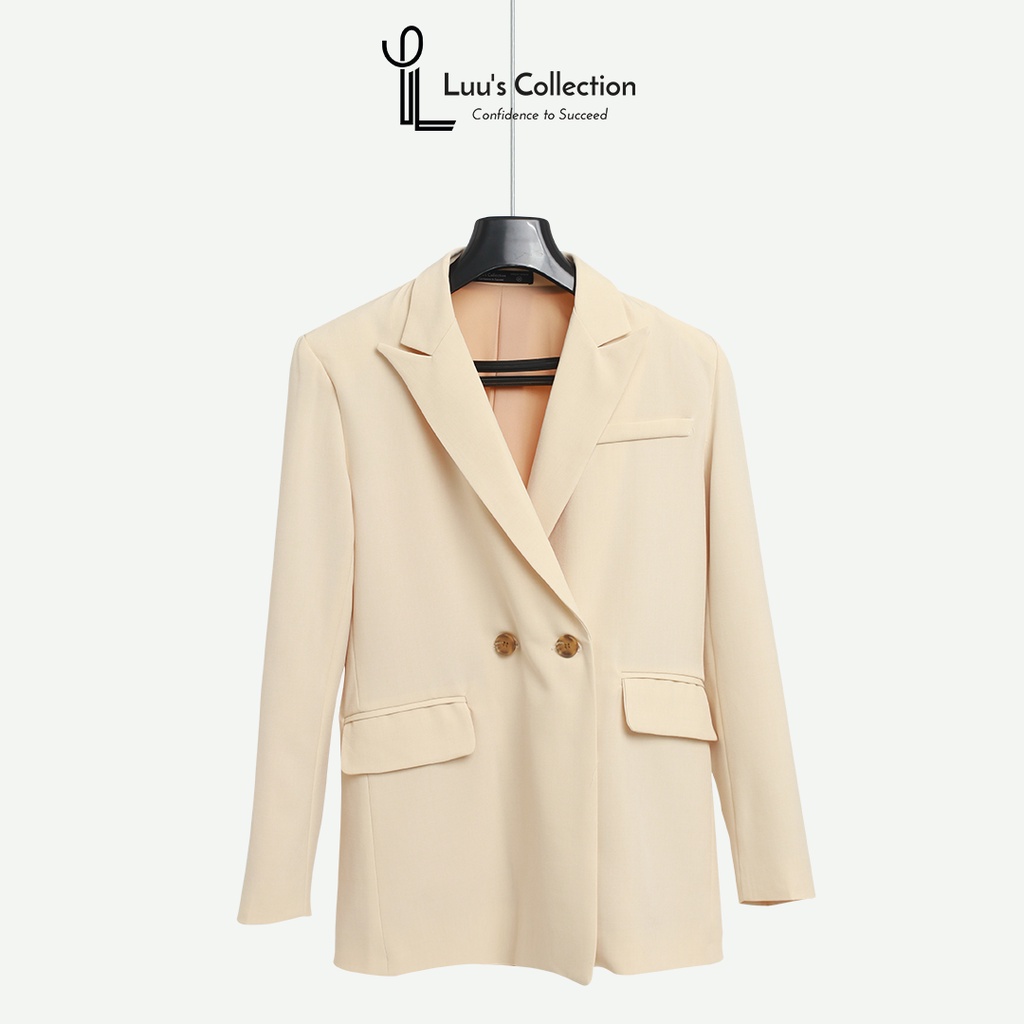Áo Khoác Blazer Một Khuy Màu Kem Chất Vải Linen Luu's Collection