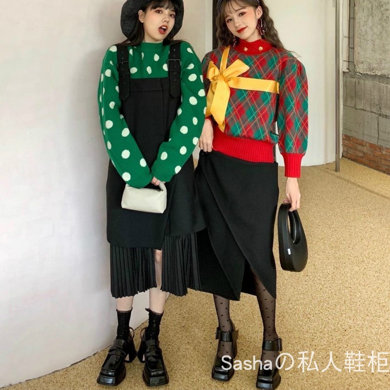 Giày da mũi vuông đế dày thiết kế thời trang phong cách Anh Quốc