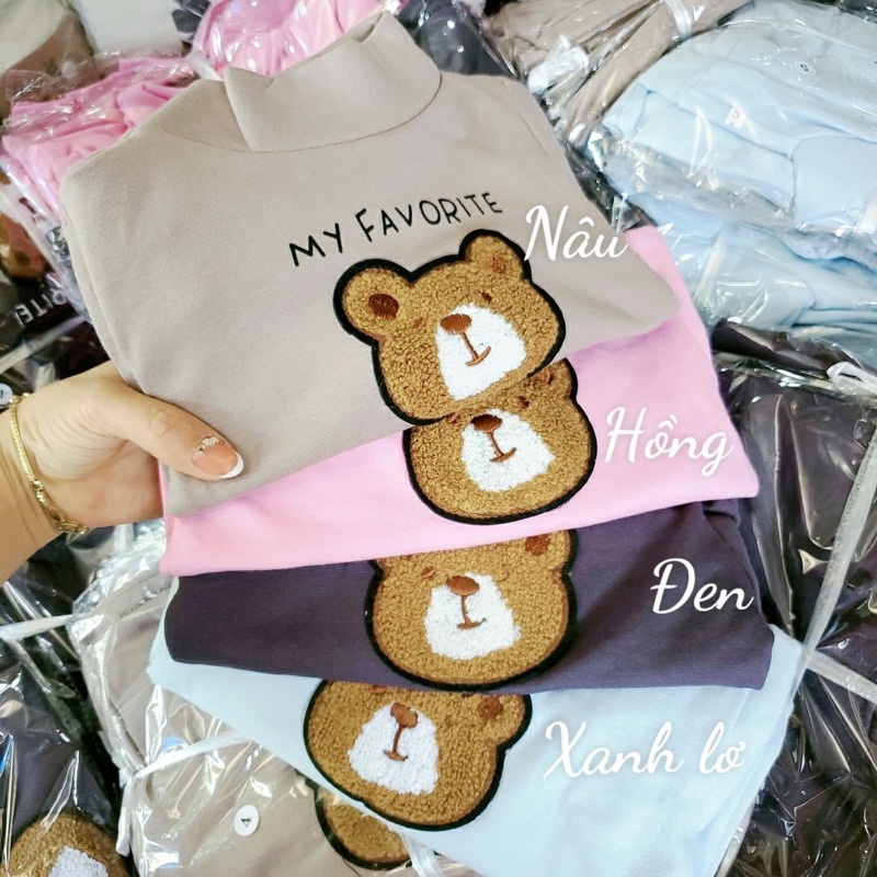 Áo Gấu Cổ Lọ Cho Bé Trai Bé Gái Size 8-17kg