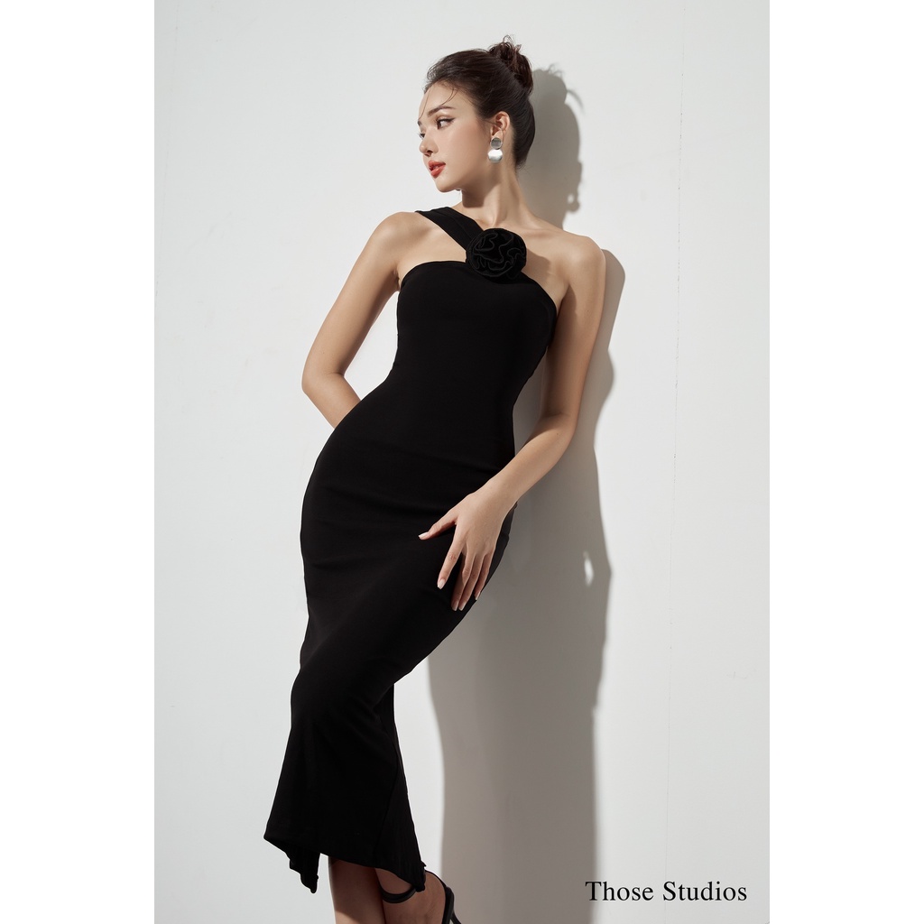 THOSE Đầm body, đầm ôm sexy dáng dài màu đen tôn dáng Elise Dress