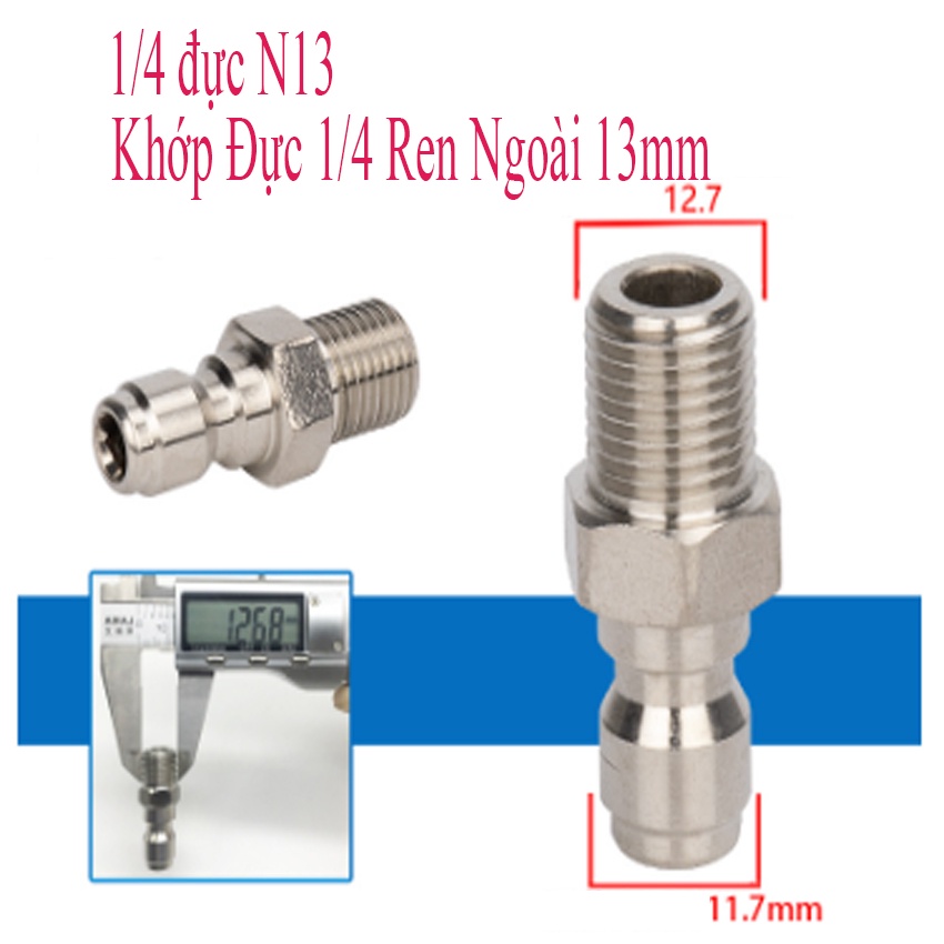 Bộ Khớp Nối Nhanh 1/4" Đủ Các Loại Ren 13mm 14mm 18mm 22mm Dành Cho Máy Rửa Xe Cao Áp Gia Đình Mini