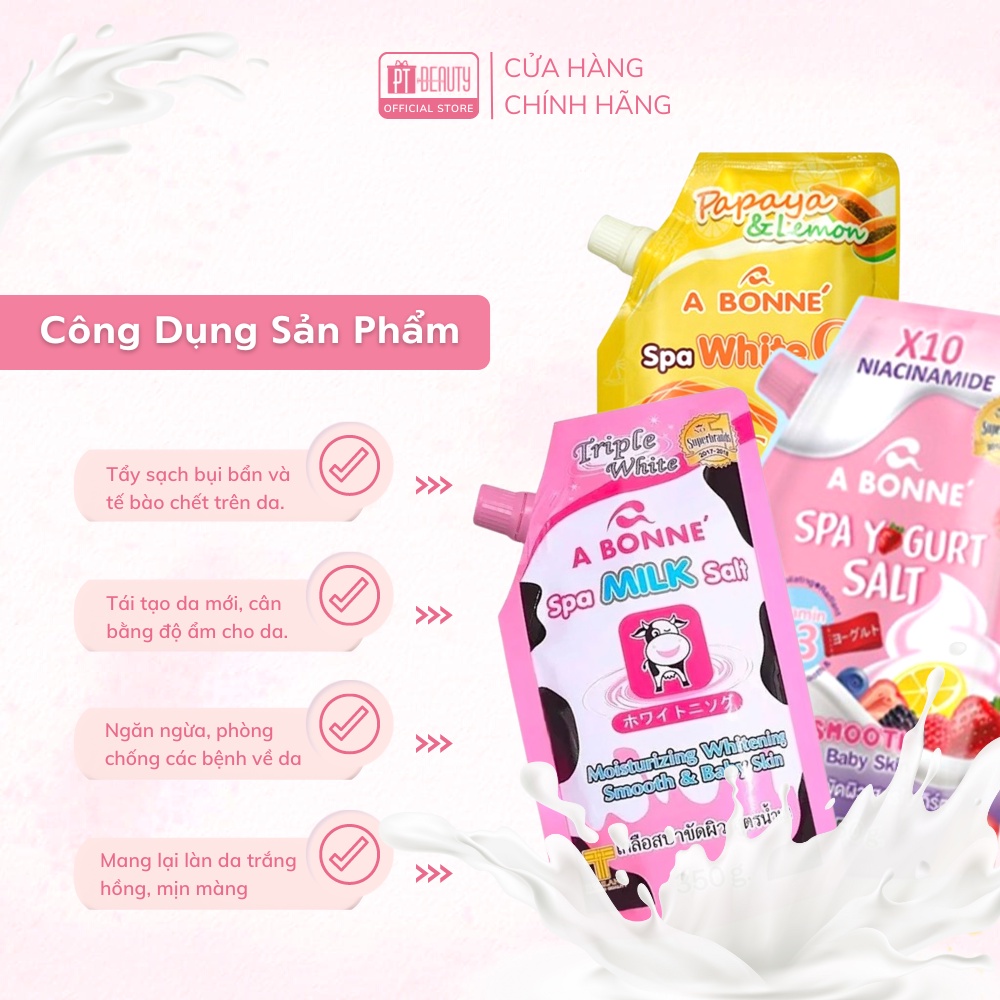 Muối tắm sữa bò, muối bò tẩy tế bào chết A Bonne Spa Milk Salt Thái Lan 350gr