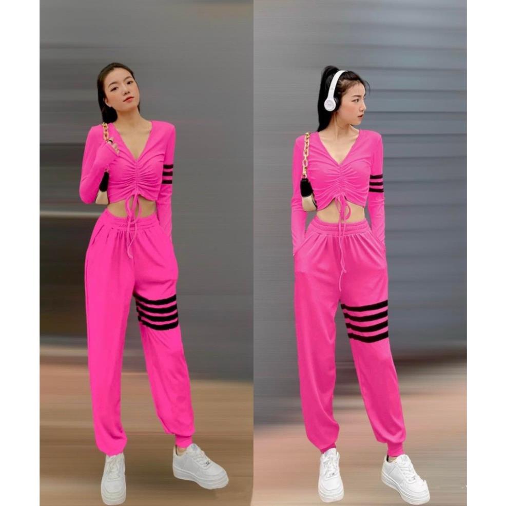 Đồ tập gym nữ,đồ tập thể thao áo dài tay rút dây quần jogger siêu xịn tập gym yoga zumba aerobic Lulushop