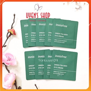 Combo 10 gói Sample kem dưỡng mắt Innisfree Green Tea Seed Eye Cream 1ml