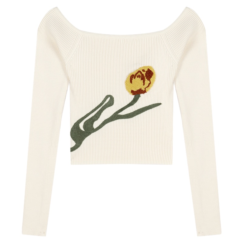 Hàng Mới Về Mới Áo Dệt Kim Trễ Vai Tay Dài Thời Trang Cho Nữ