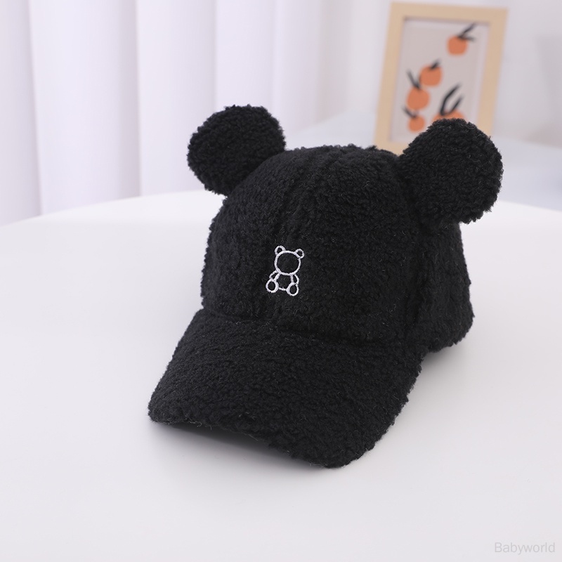 Mũ Lưỡi Trai Nhung Lông Thêu Trang Trí Hình Hoạt Hình Dành Cho Trẻ Nhỏ