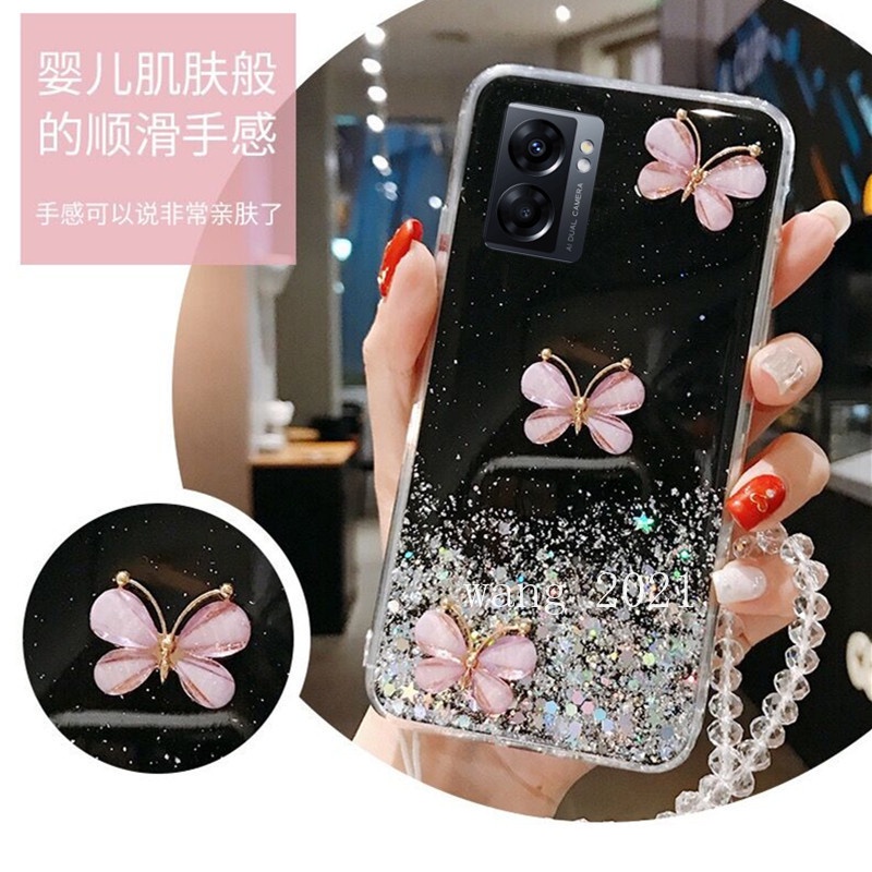 Ốp Điện Thoại Mềm Hình Bướm Lấp Lánh Thời Trang Cho OPPO A77s A77 5G A57 4G 2022