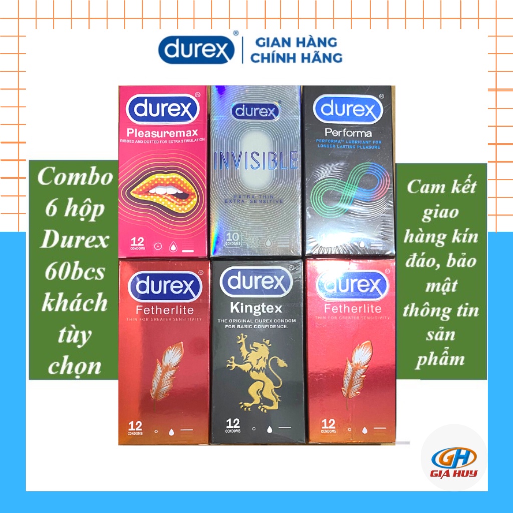 Combo 6 hộp 70 bao cao su Durex tùy chọn phân loại - Đưa bạn đi đến từng cung bậc cảm xúc