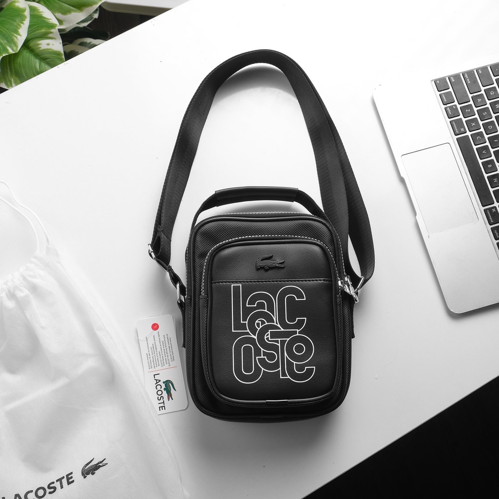 Túi đeo chéo unisex IPAD LACOSTE new 2022 chất liệu da xịn chống nước 100% full tem tag và túi vải B02