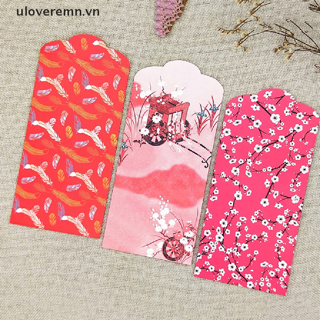 Set 10 Bao Lì Xì Năm Mới Màu Đỏ Phong Cách Trung Hoa