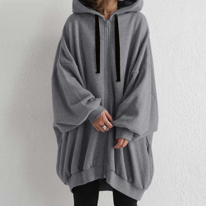 Mới Áo Hoodie Nữ Dáng Rộng Màu Trơn Thời Trang