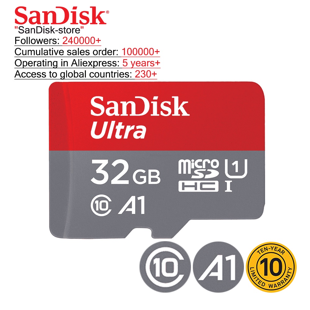 Thẻ Nhớ SanDisk TF 100% 32GB 64GB 128GB 256GB 512GB UHS-I A1 Cho ĐiệN ThoạI / ĐiệN ThoạI / 10 TuổI | BigBuy360 - bigbuy360.vn