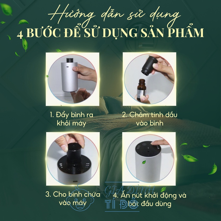 Máy xông tinh dầu ô tô không dùng nước, dùng trên ô tô, bàn làm việc Pin 2000mAH