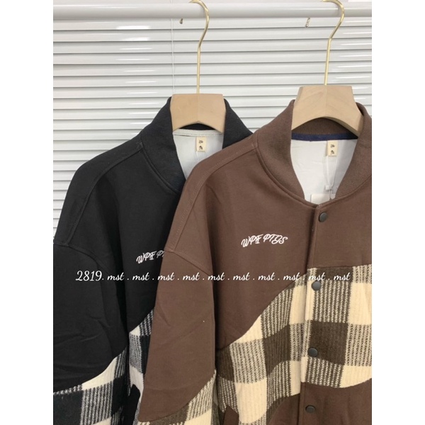 Áo bomber pha kẻ 2819