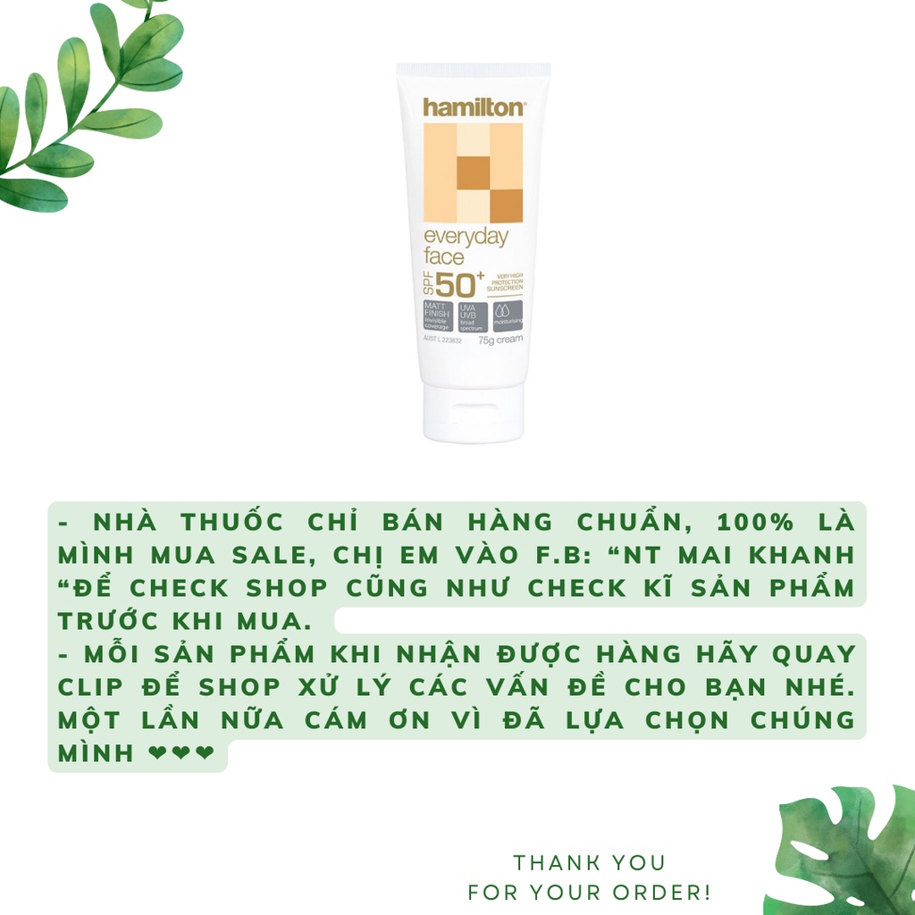 Kem chống nắng Hamilton SPF 50+ nội địa Úc