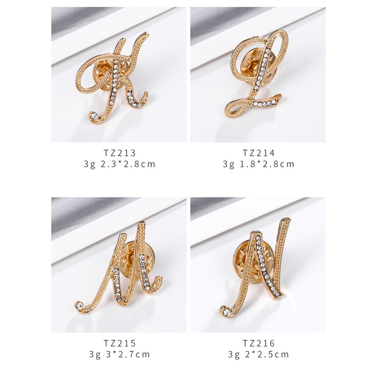 Ghim Cài Áo Hình 26 Chữ Cái Đính Đá Nhân Tạo Thời Trang